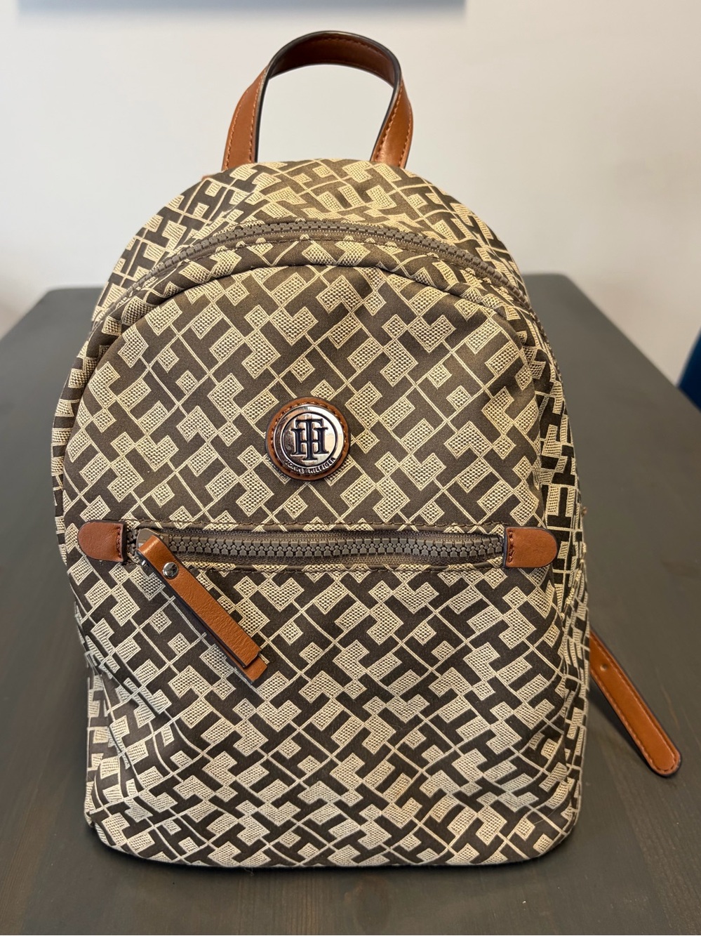 Tommy Hilfiger Monogram Canvas Mini Backpack Brown/Beige